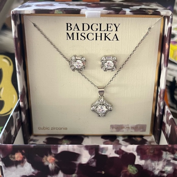 Badgley Mischka Platinum Plated Necklade and earring set - Picture 3 of 7